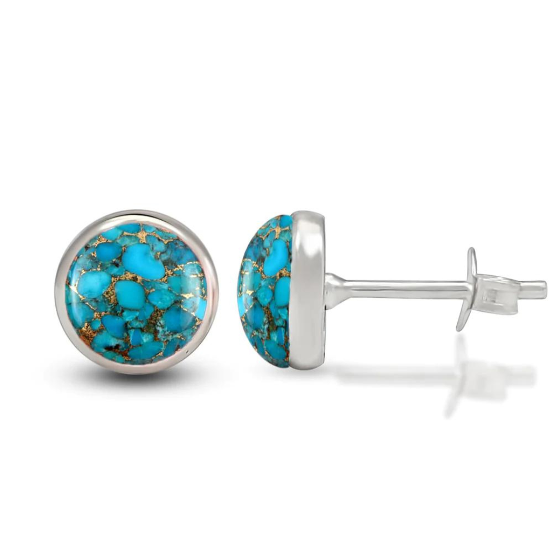 Blue Copper & Turquoise Stud Earrings