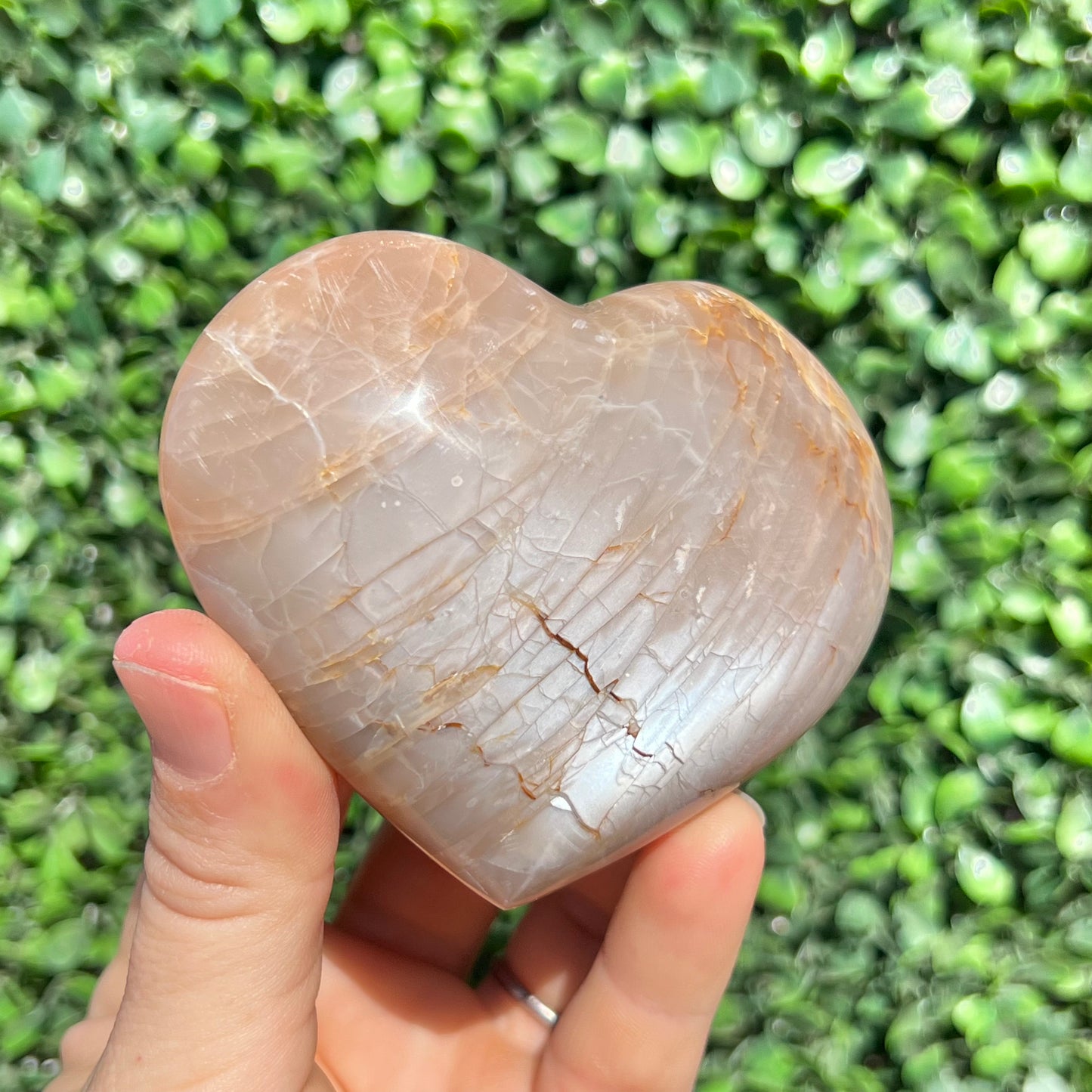 Peach Moonstone Heart