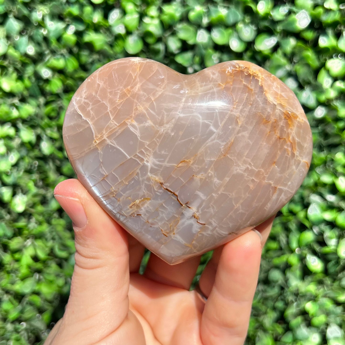 Peach Moonstone Heart