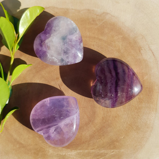 Rainbow Fluorite Hearts