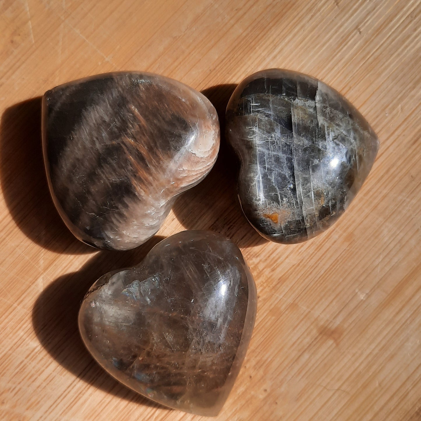 Black Moonstone Hearts ~ Small - The Crystal Society Pty Ltd