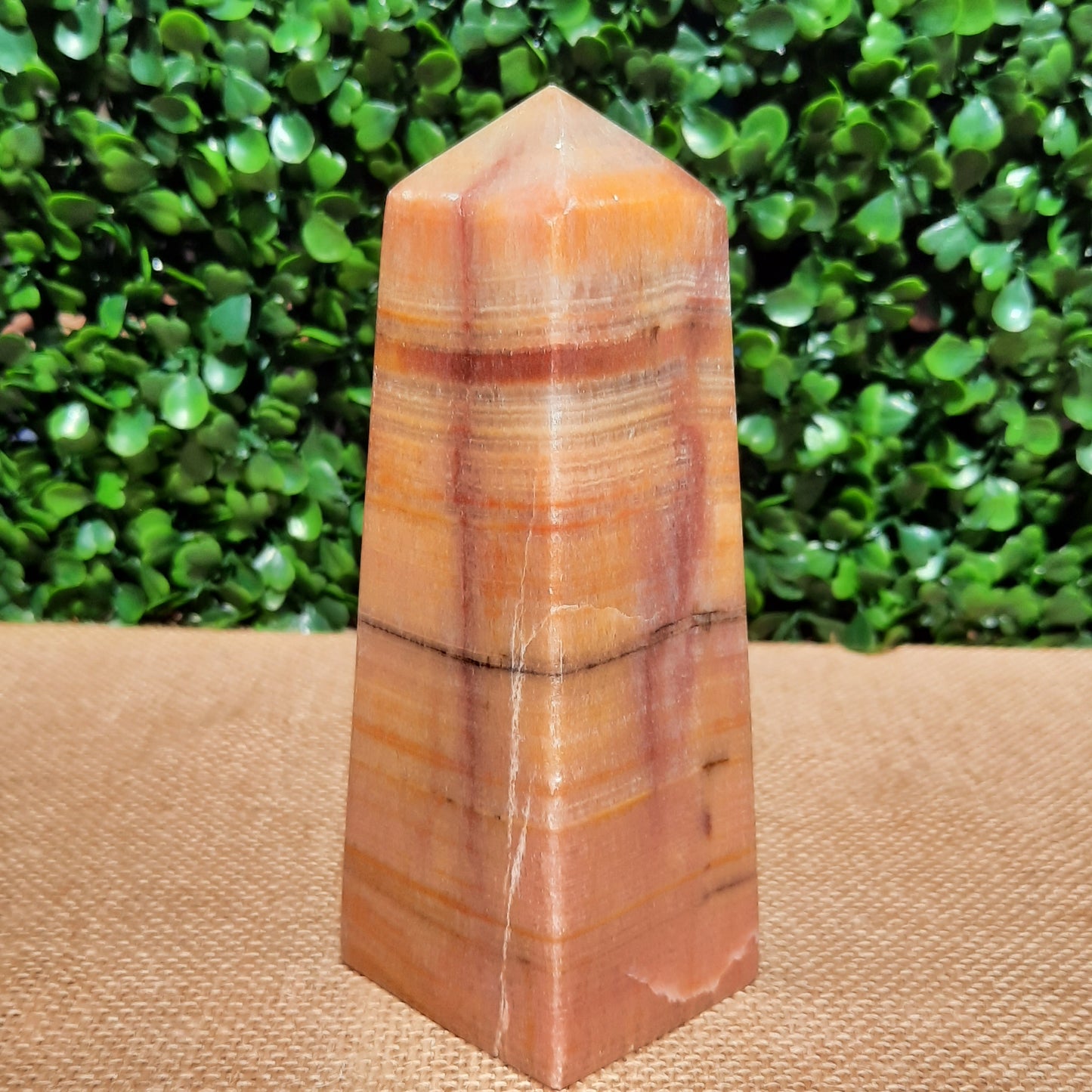 Sunset Banded Calcite Obelisk