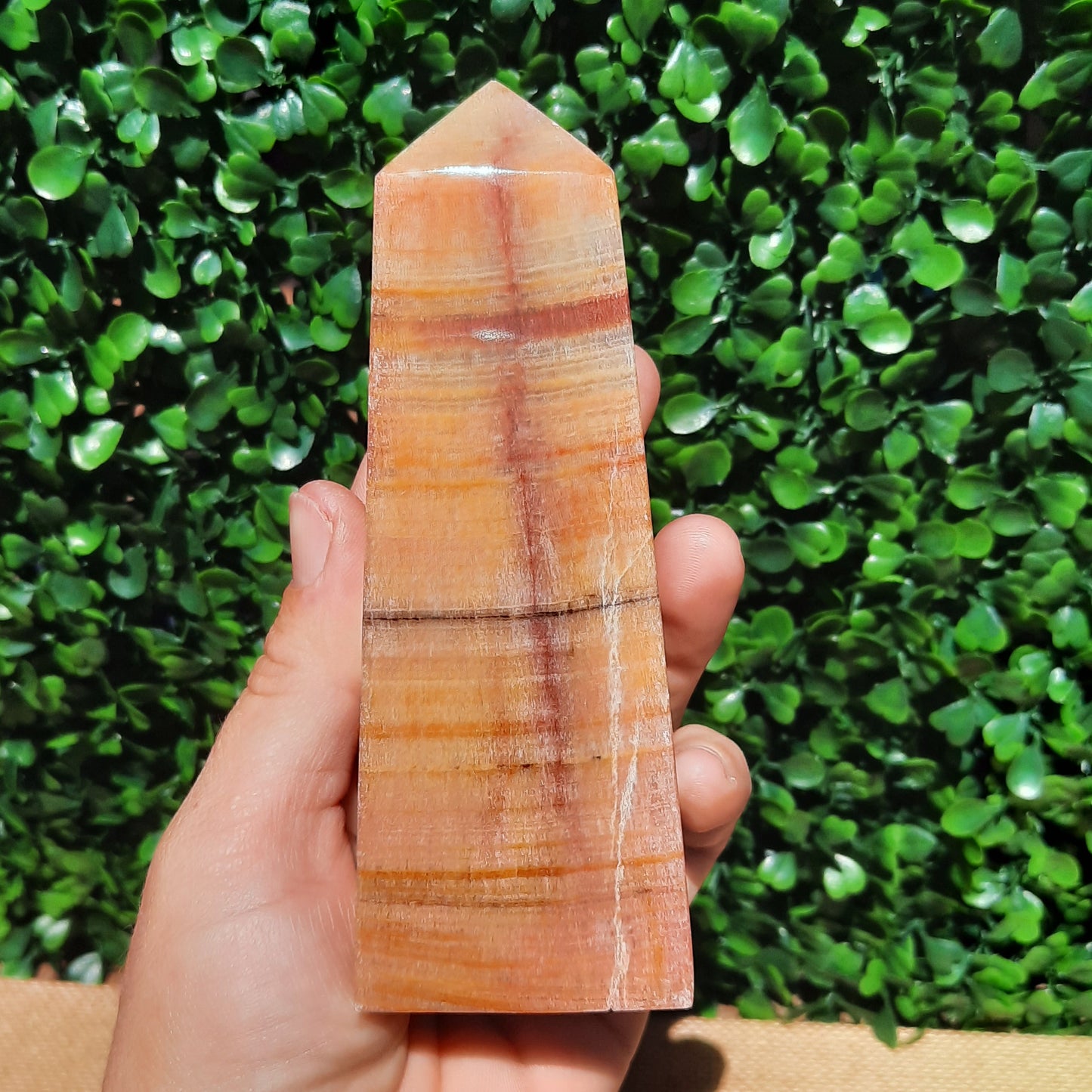 Sunset Banded Calcite Obelisk