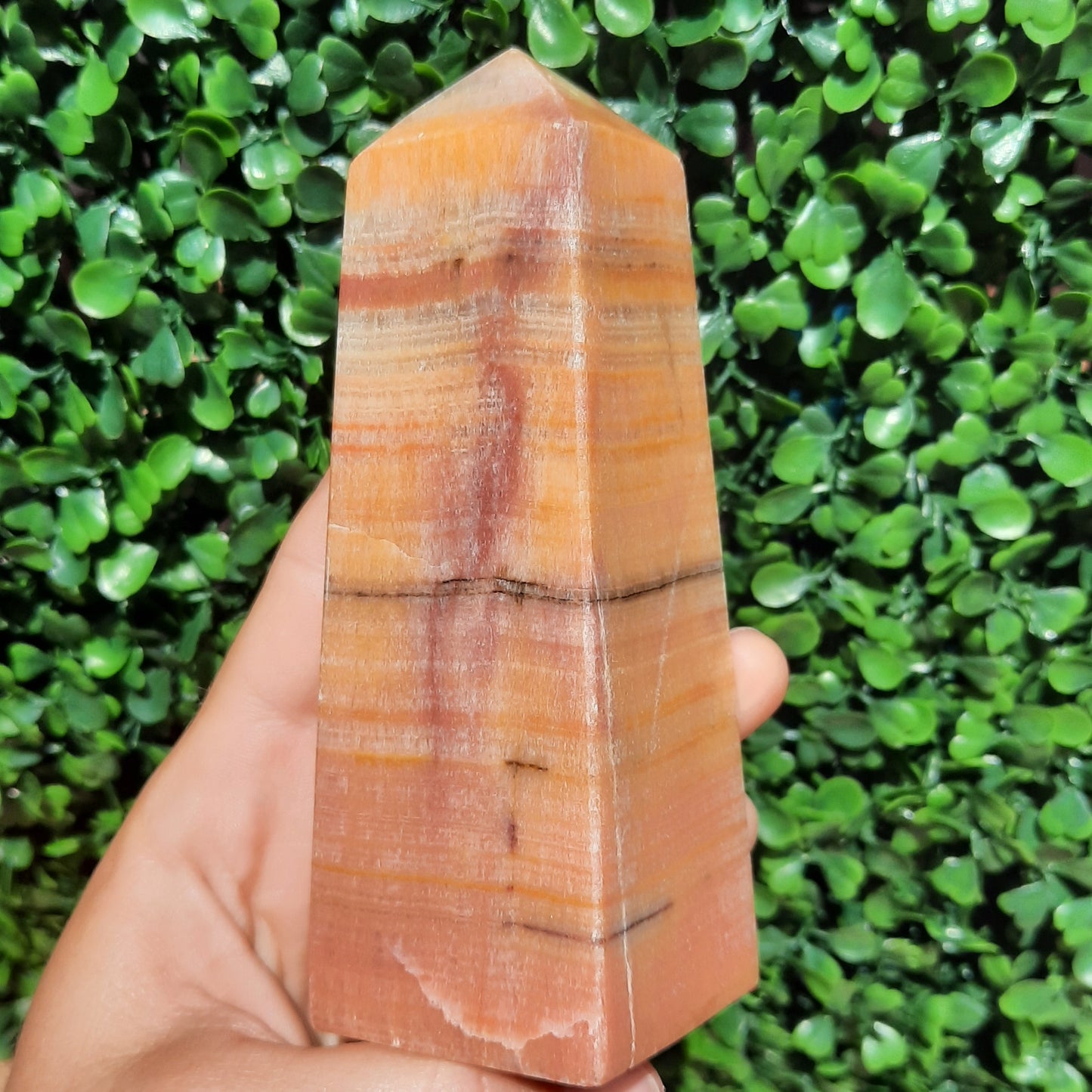 Sunset Banded Calcite Obelisk