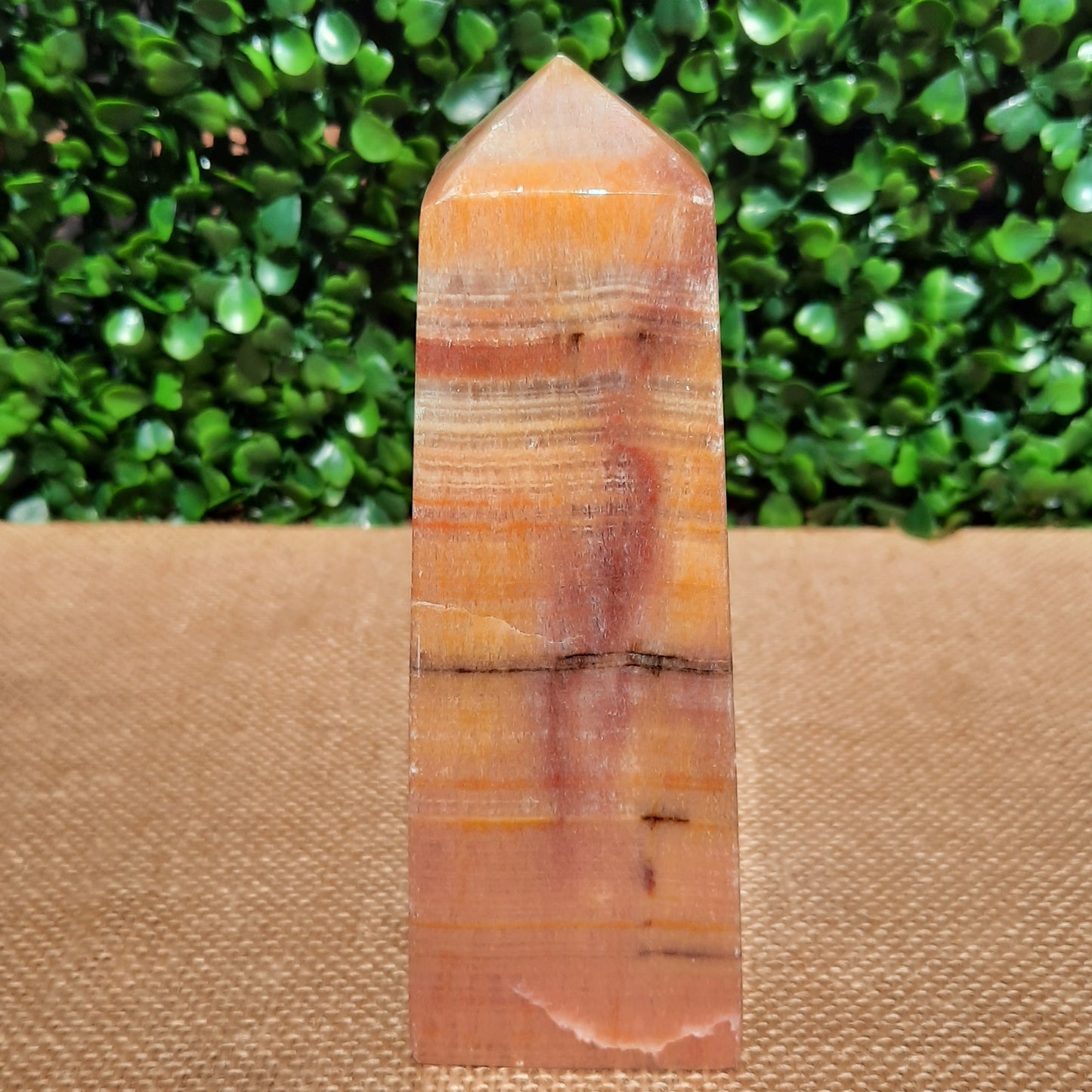 Sunset Banded Calcite Obelisk