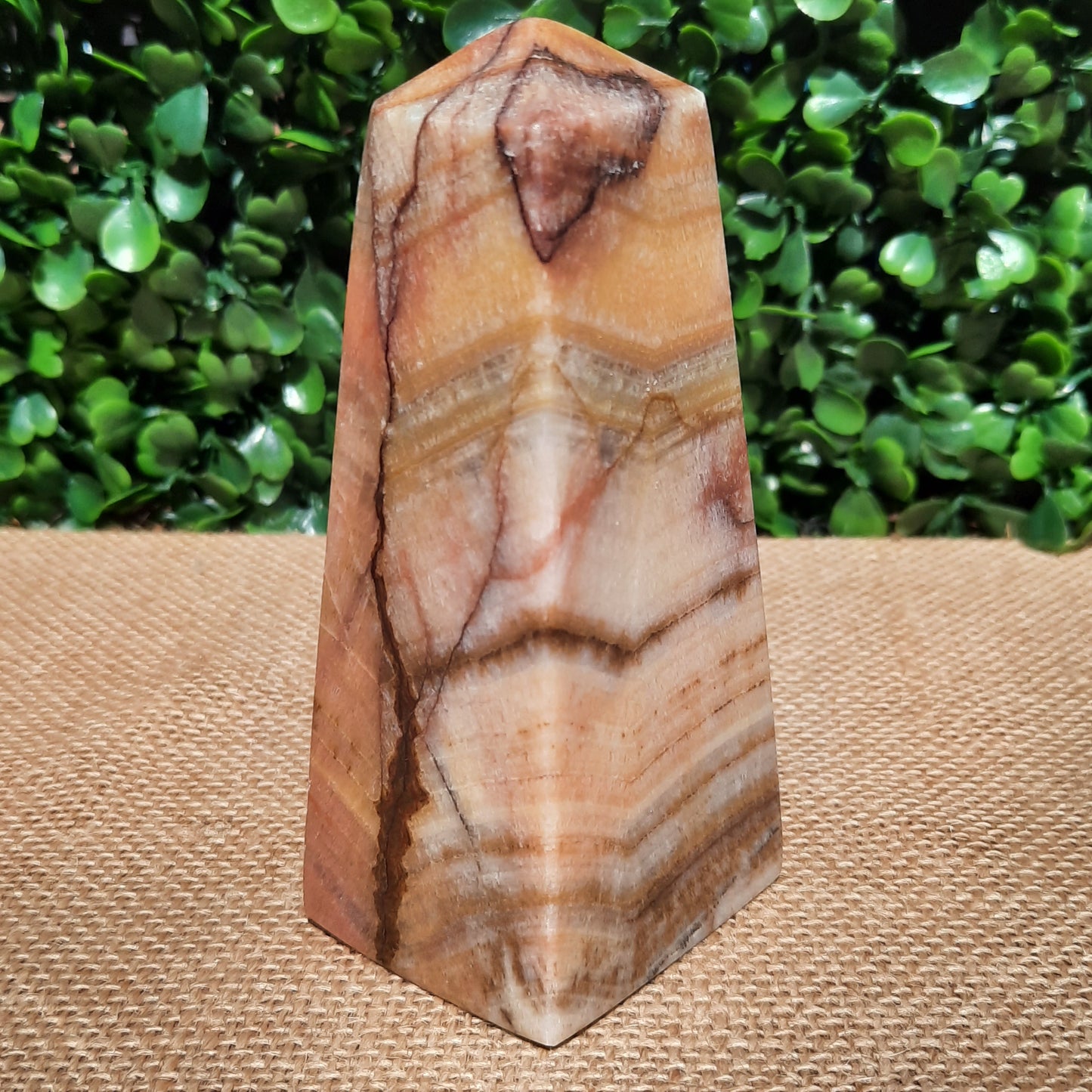 Sunset Banded Calcite Obelisk