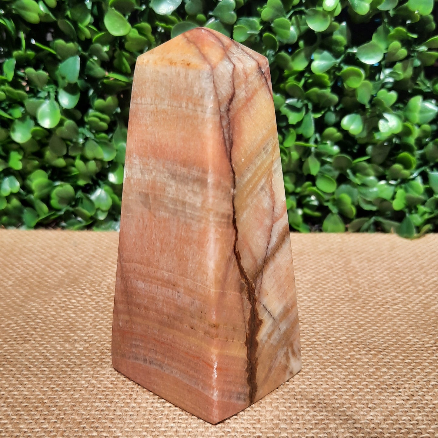 Sunset Banded Calcite Obelisk