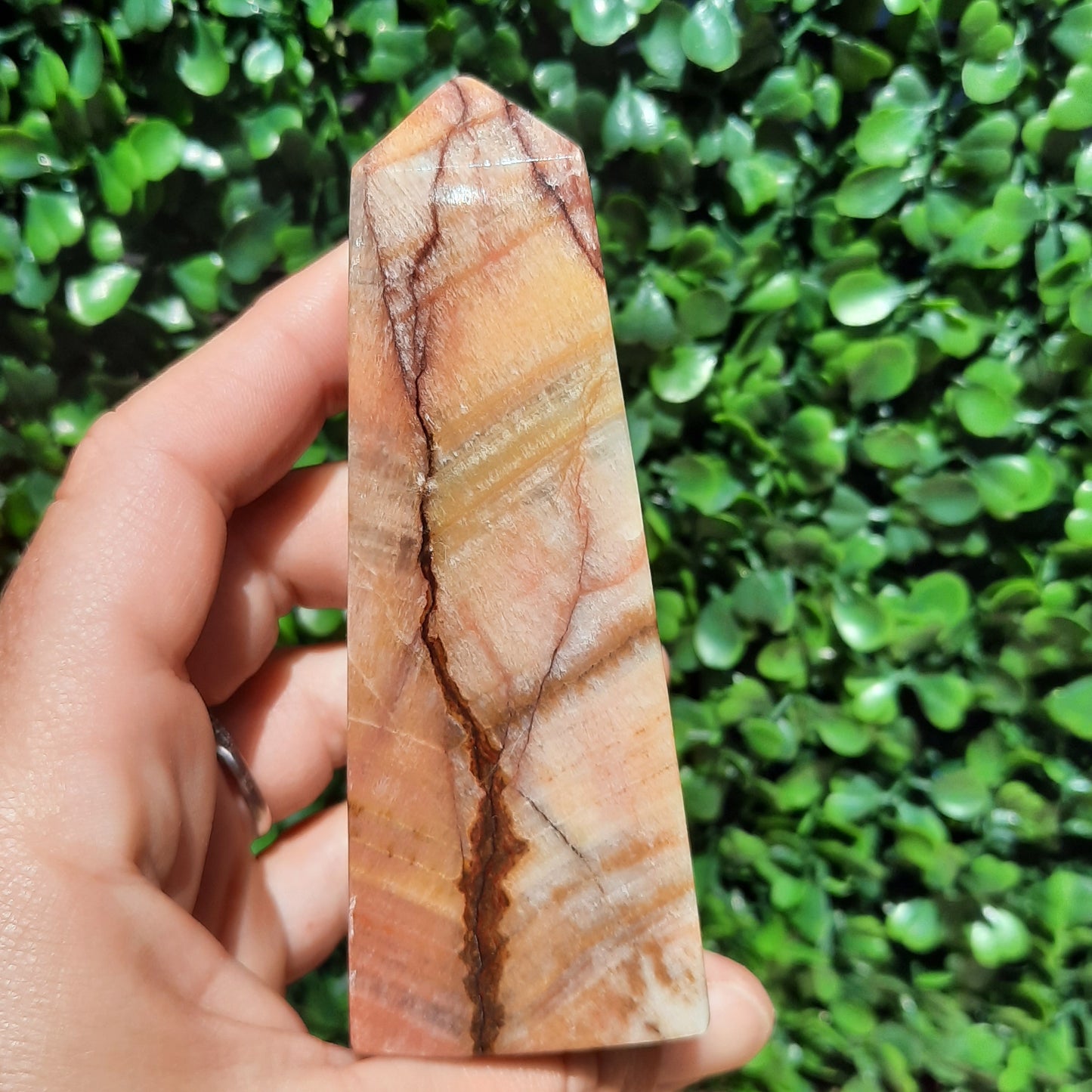 Sunset Banded Calcite Obelisk