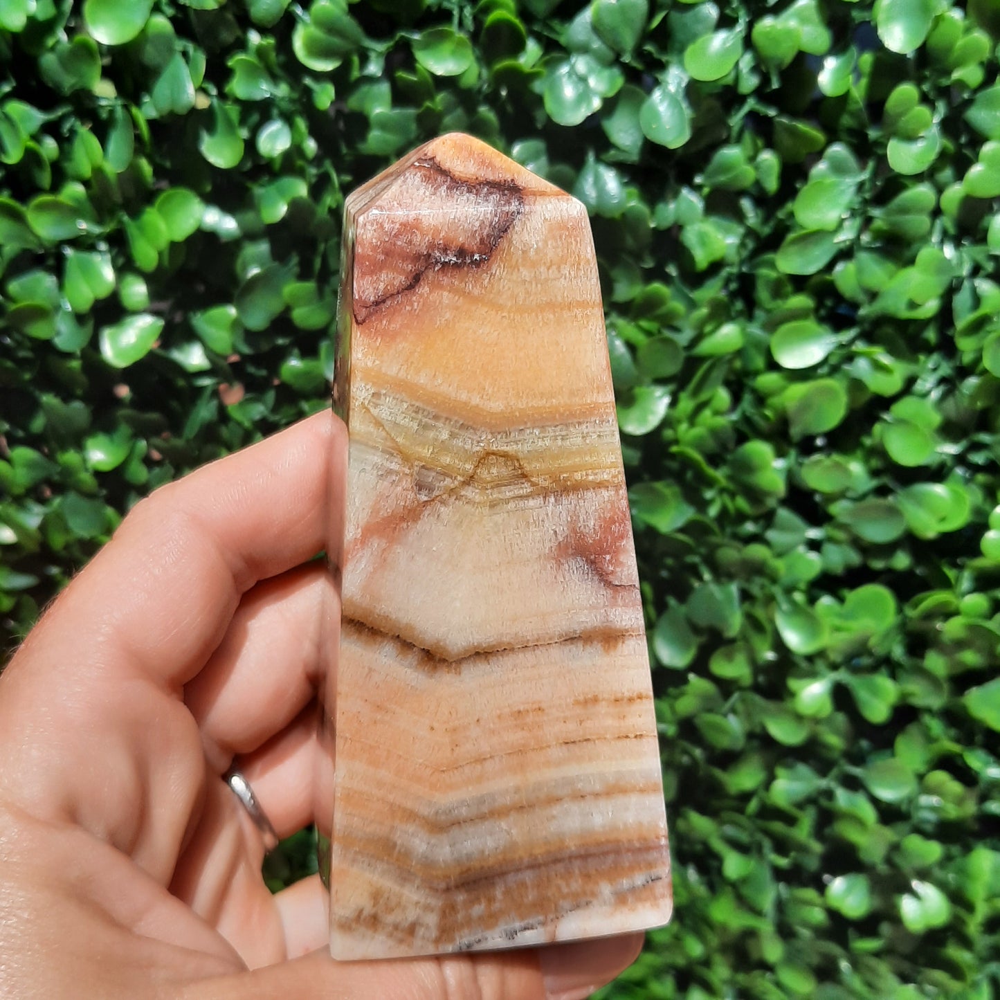 Sunset Banded Calcite Obelisk