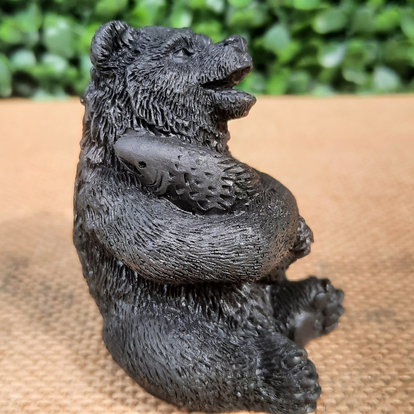 Shungite Bear With Salmon