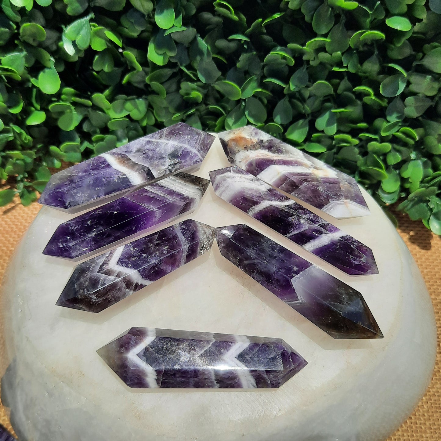 Banded Amethyst Double Terminated Points ~ Lean