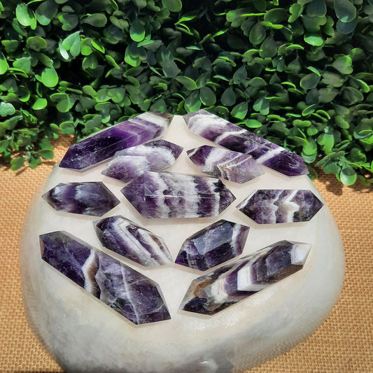 Banded Amethyst Double Terminated Points ~ Lean