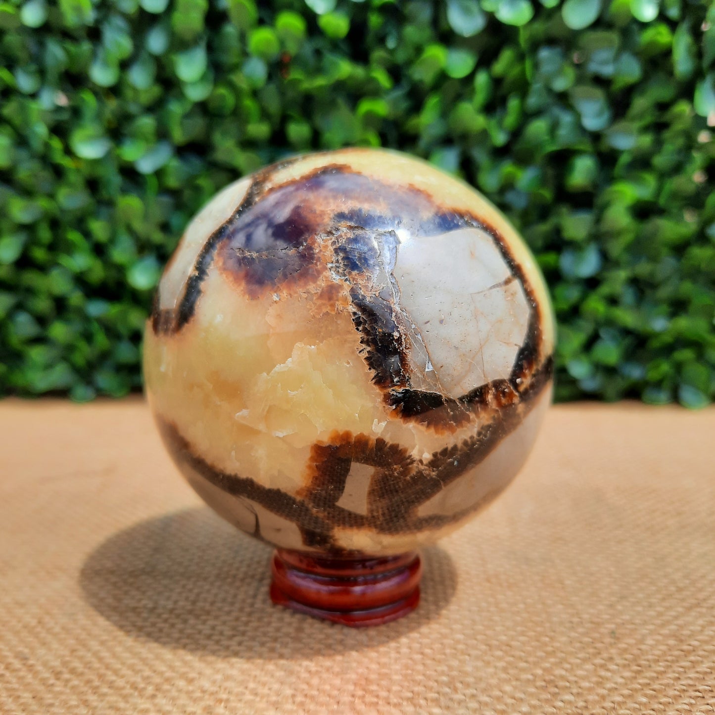 Septarian Yellow Calcite Sphere