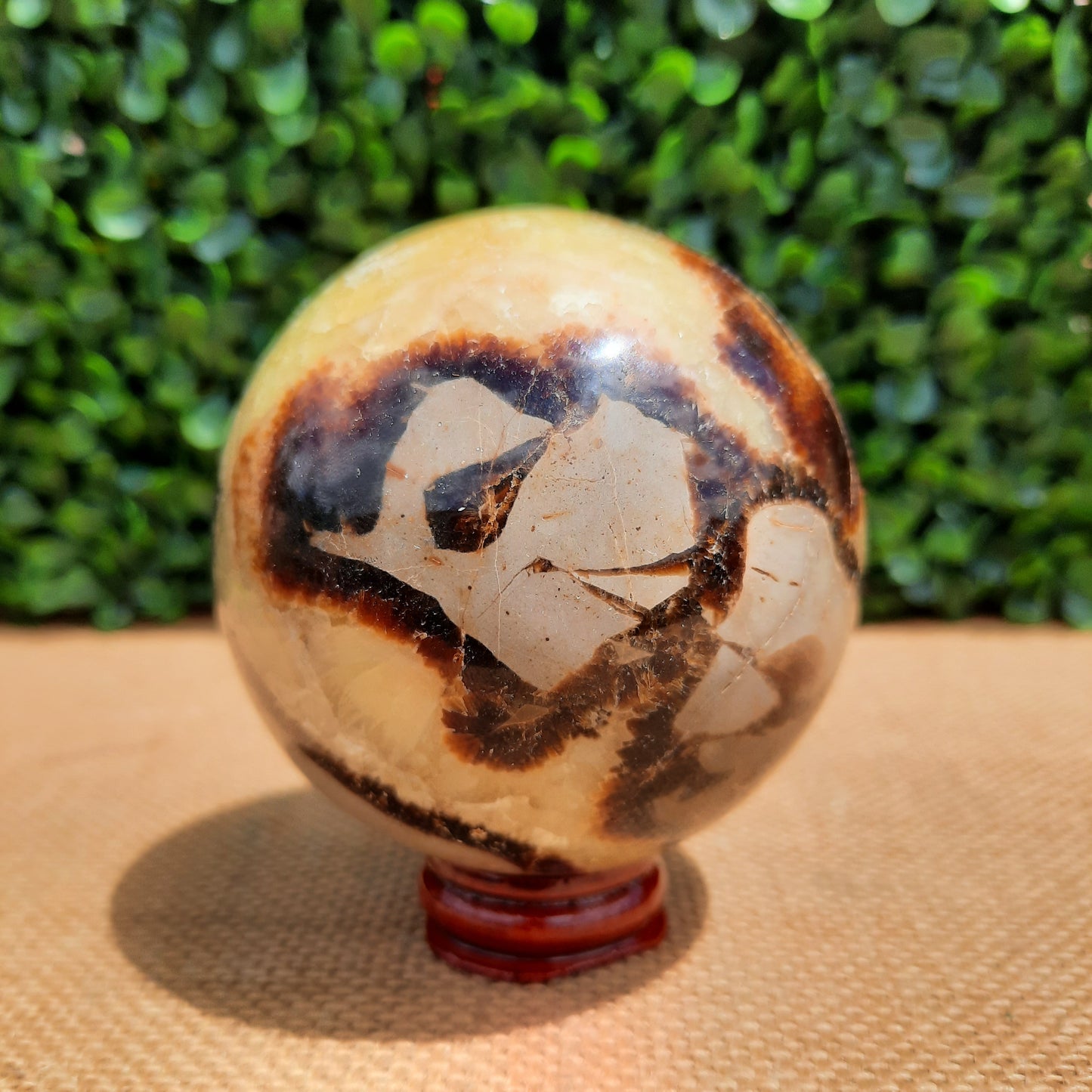 Septarian Yellow Calcite Sphere