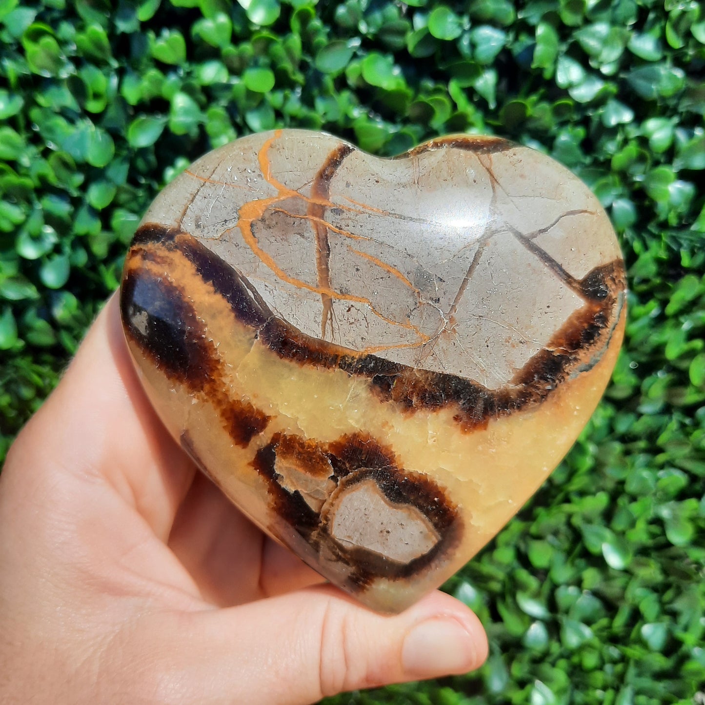 Septarian Heart With Yellow Calcite