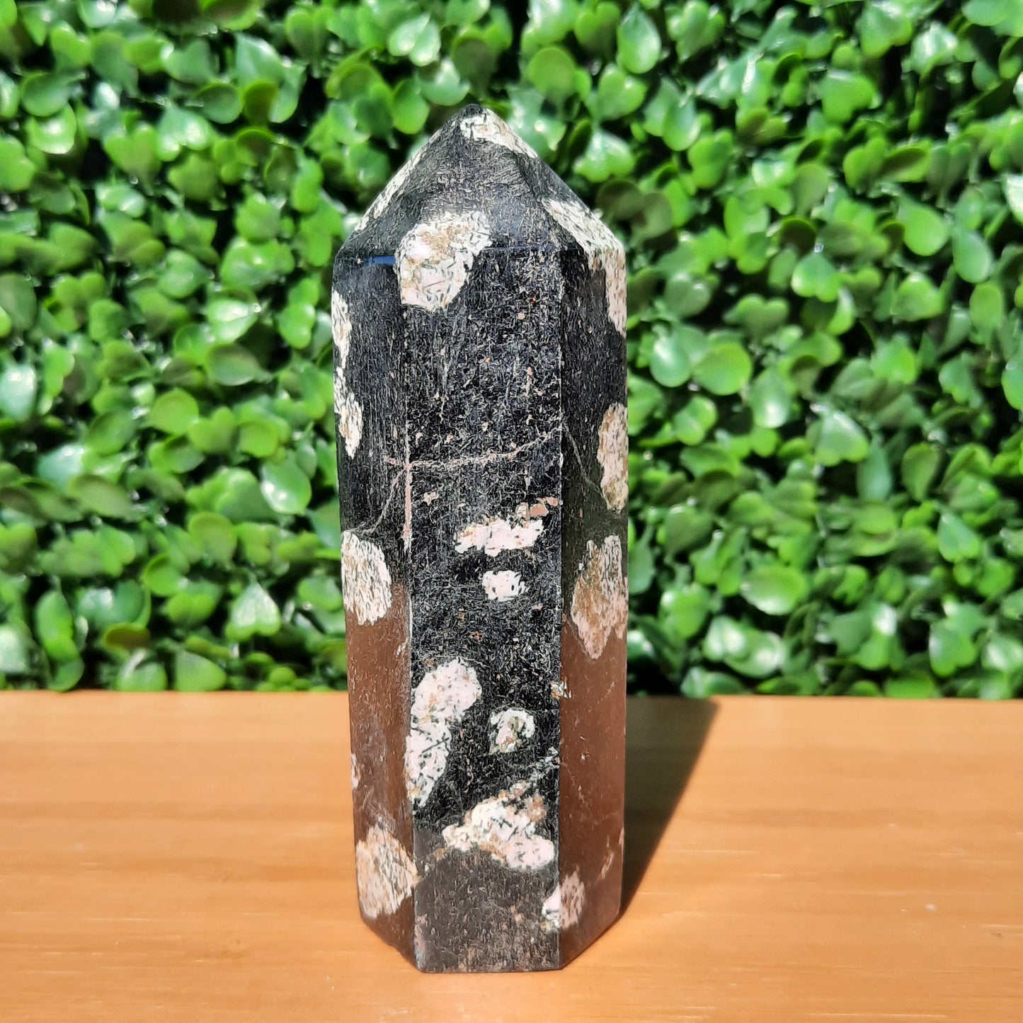 Pink Thulite Black Jade Point