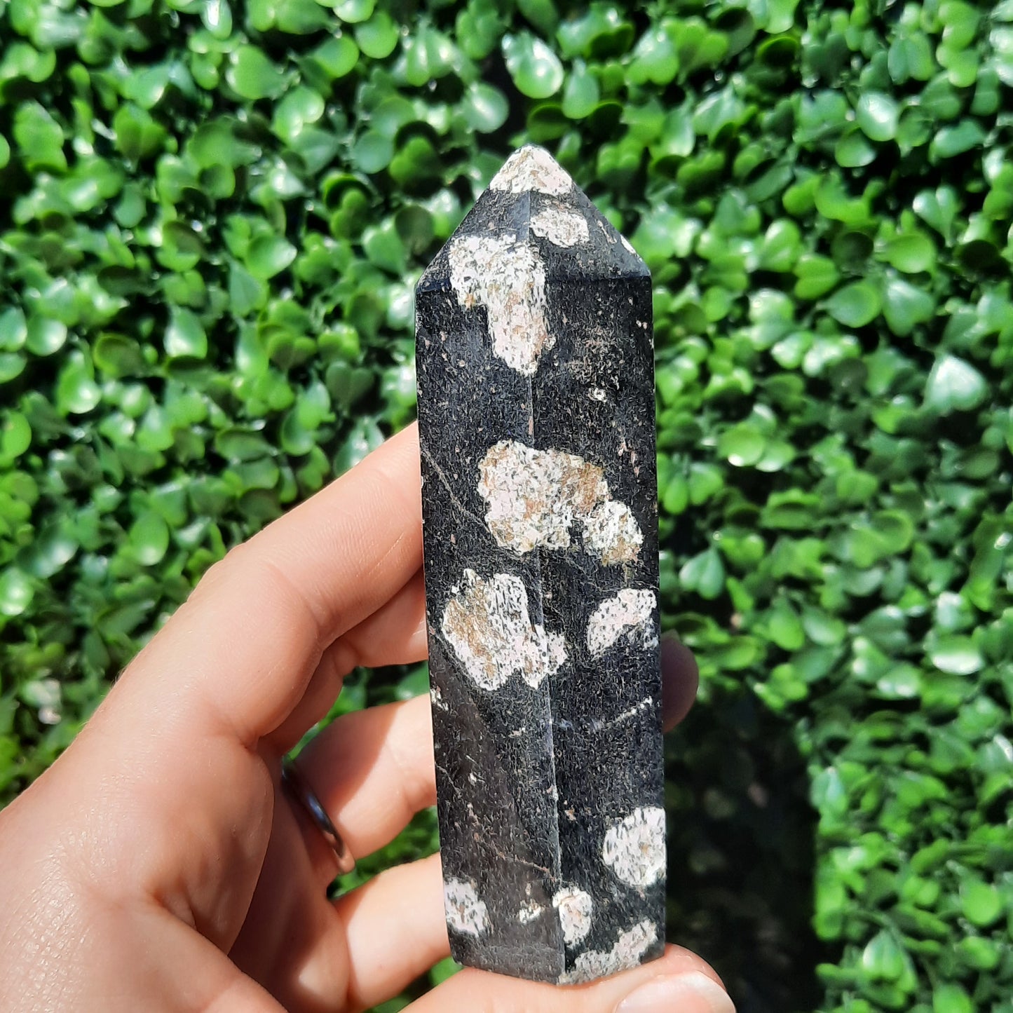 Pink Thulite Black Jade Point