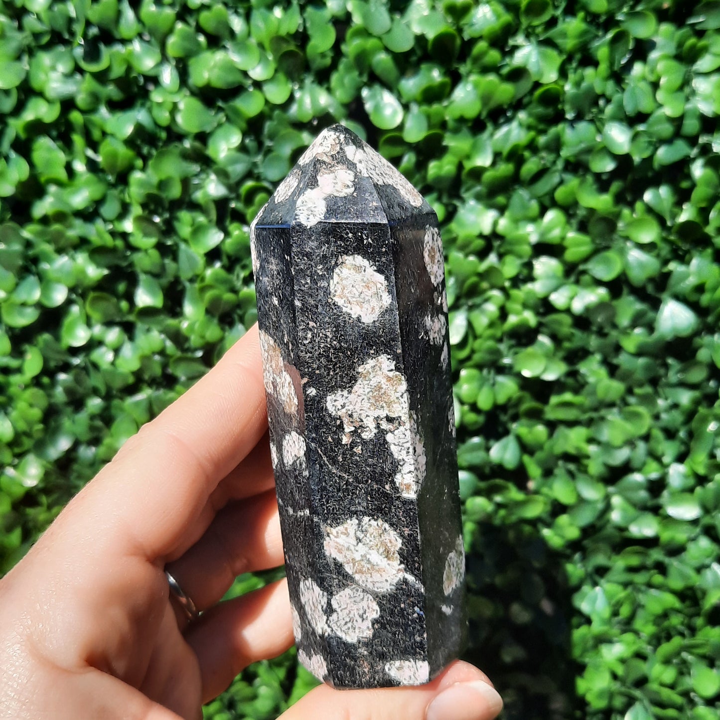 Pink Thulite Black Jade Point