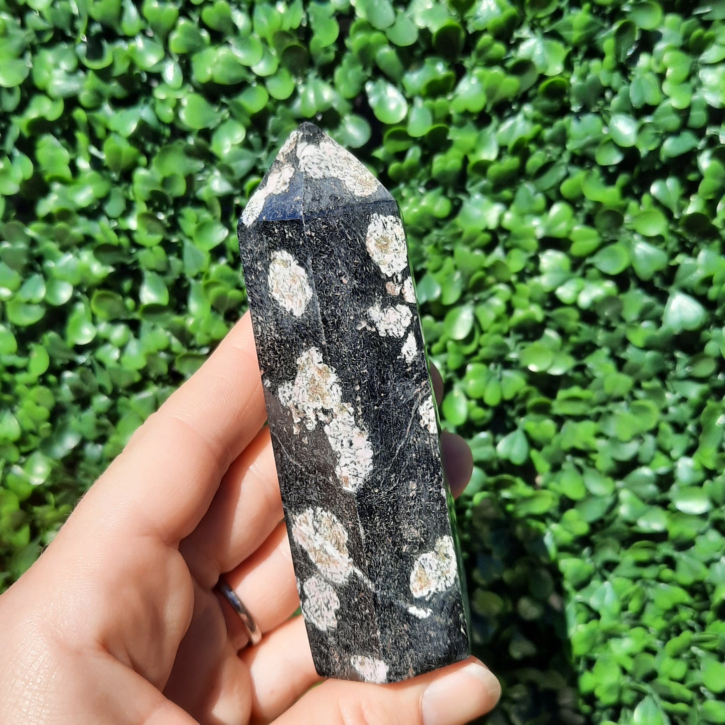 Pink Thulite Black Jade Point