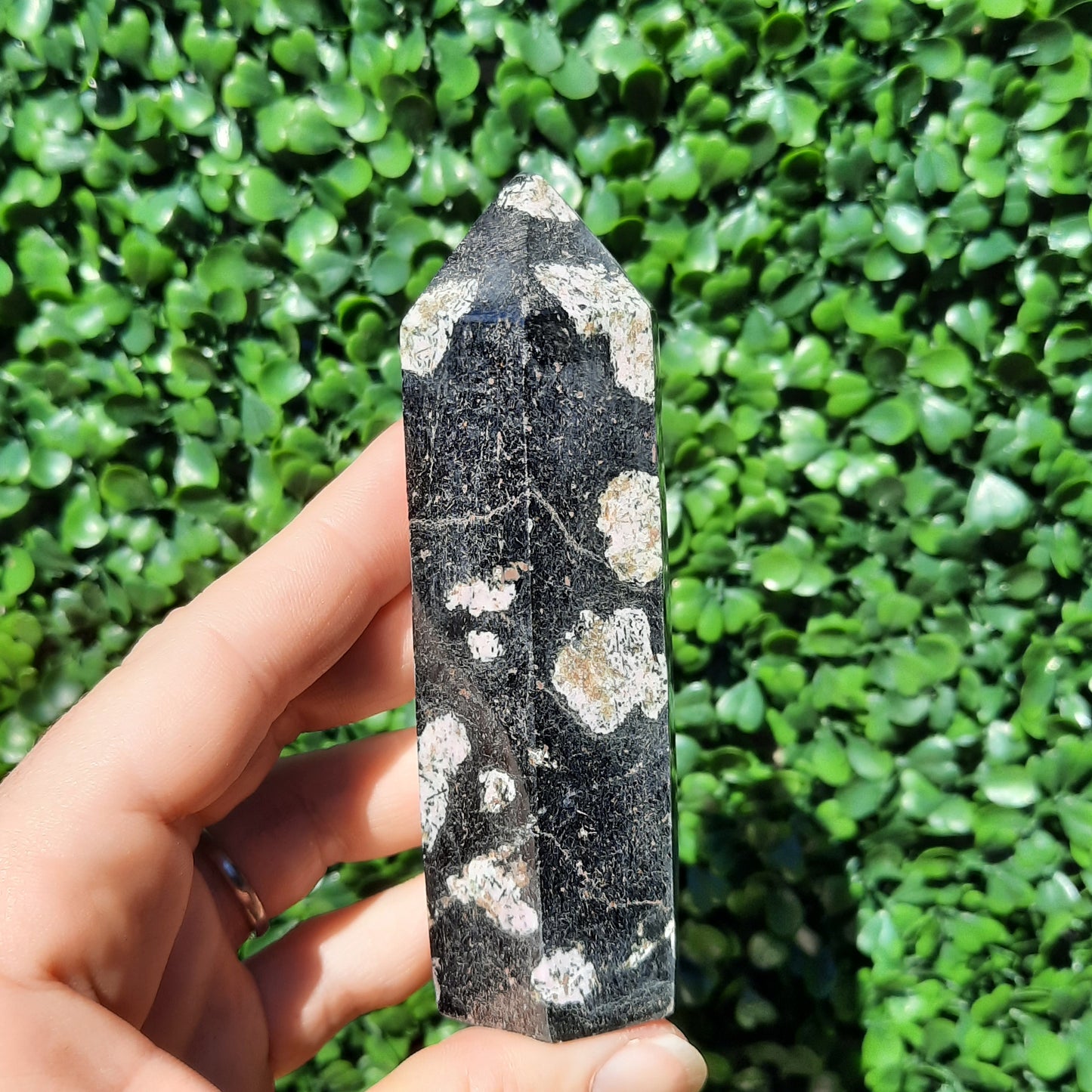 Pink Thulite Black Jade Point