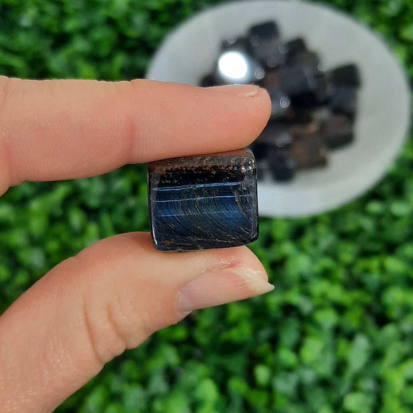 Blue Tiger's Eye Cube Tumbles