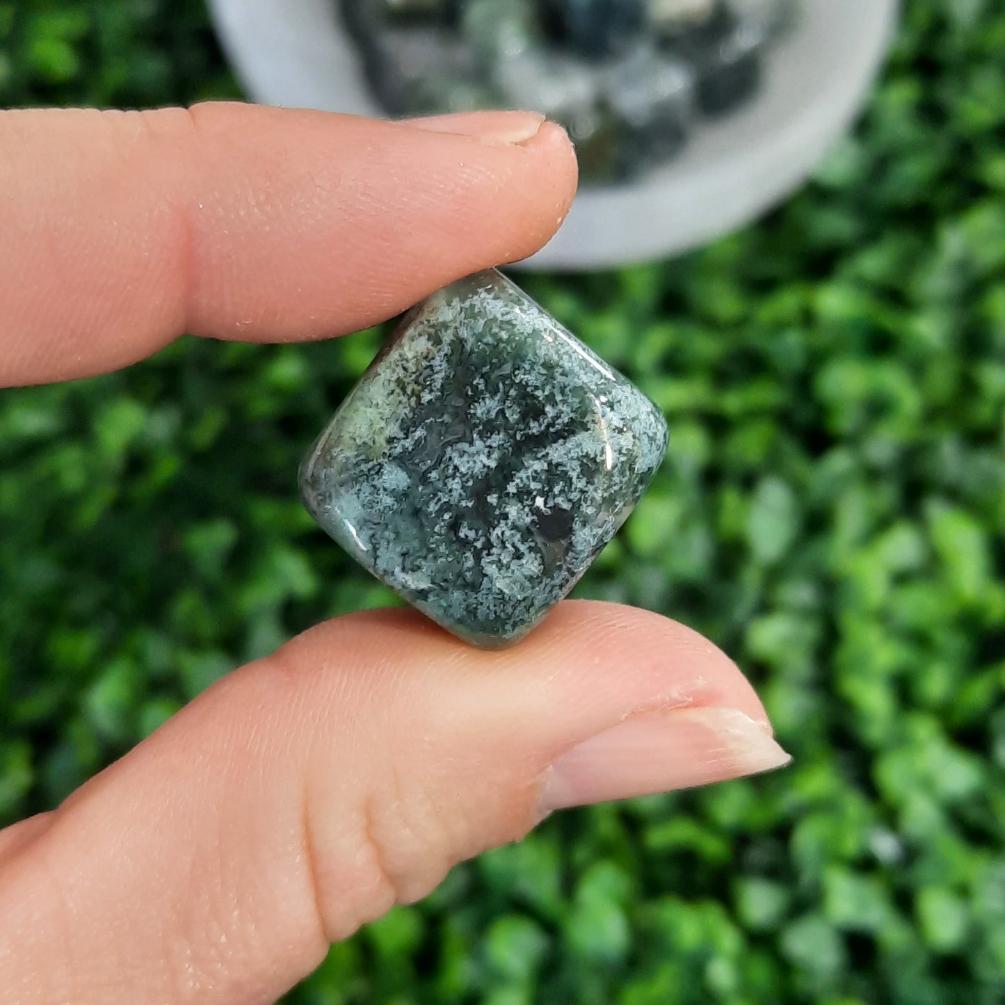 Moss Agate Cube Tumbles