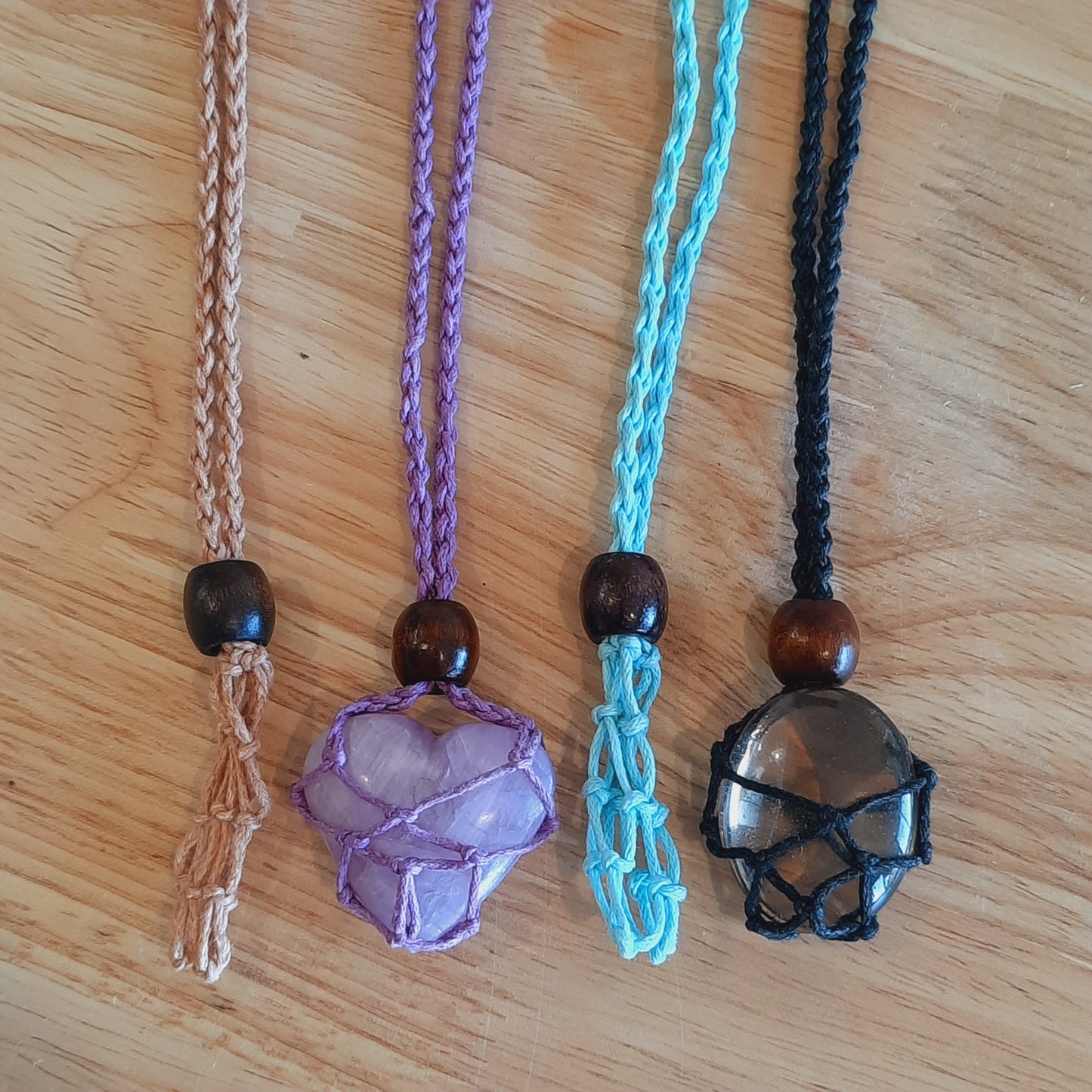 Macrame Crystal Pouch Necklace's