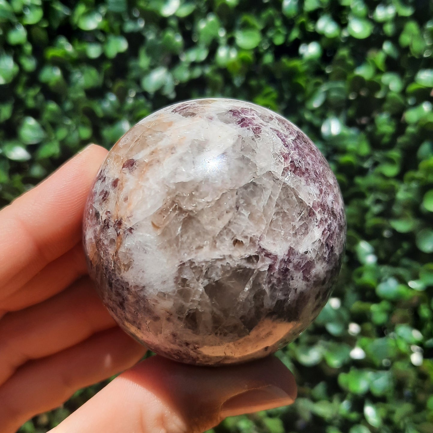 Lepidolite Rubellite Quartz Sphere