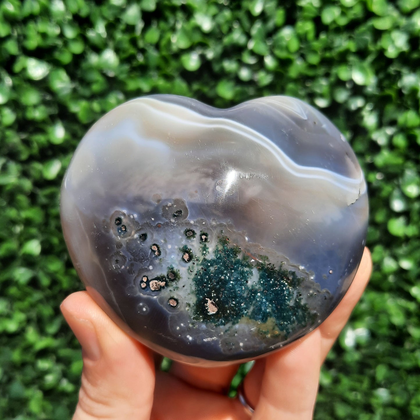 Agate Heart With Inclusions