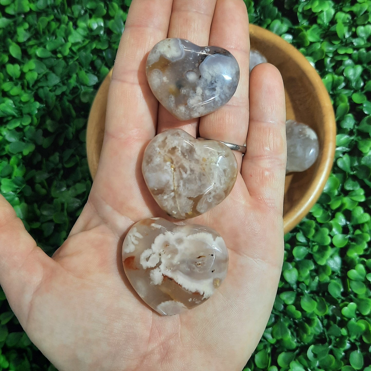 Flower Agate Heart's Small