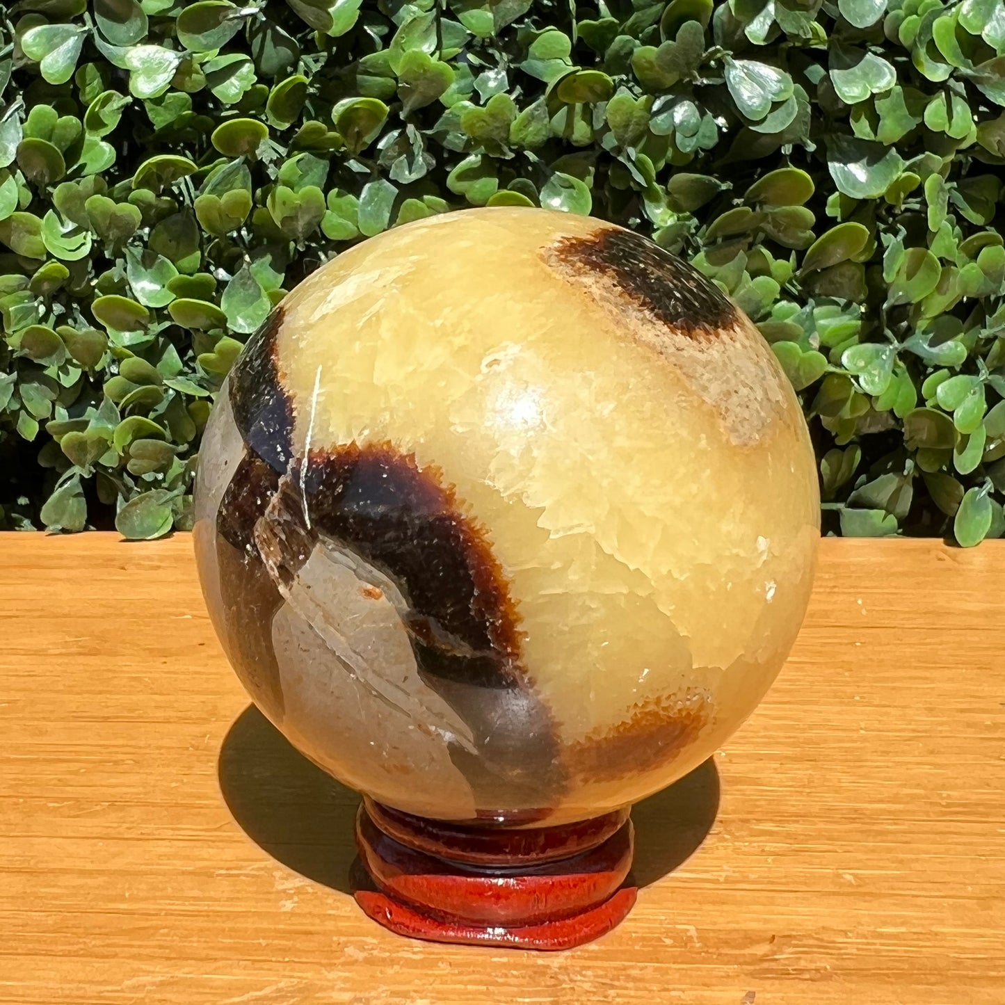 Septarian Yellow Calcite Sphere