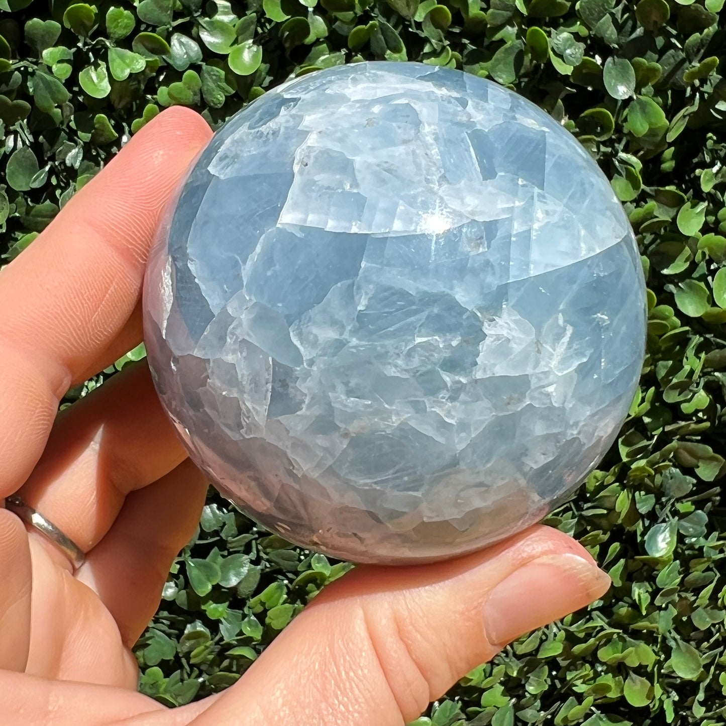 Blue Calcite Crystal Sphere