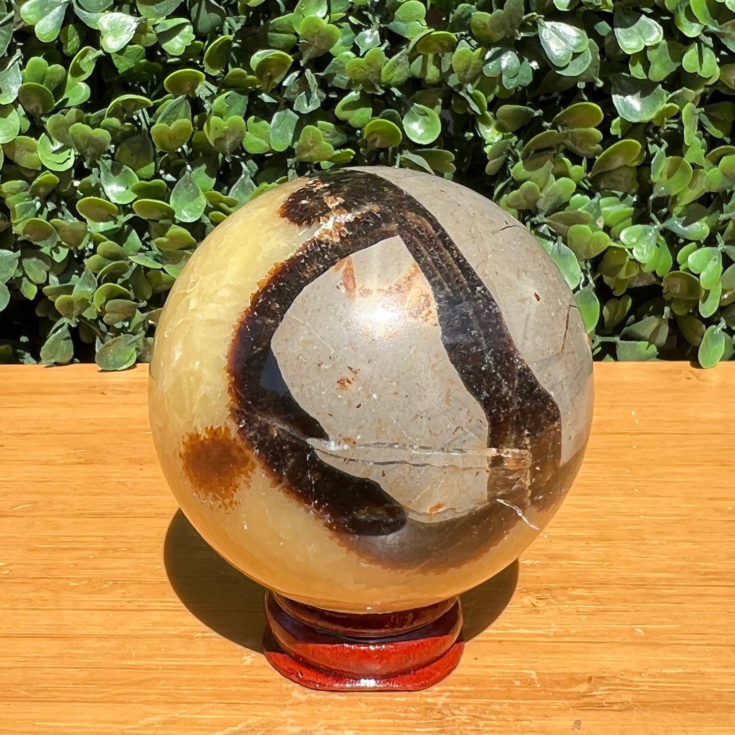 Septarian Yellow Calcite Sphere