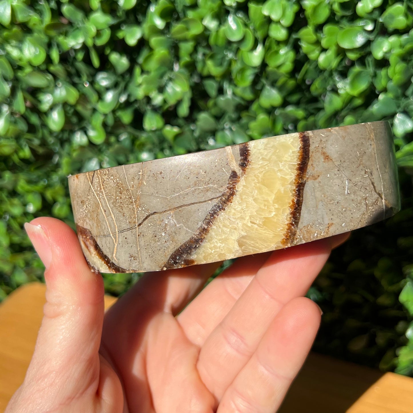 Septarian Yellow Calcite Bowl