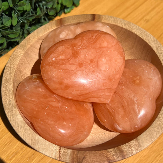 Tangerine Calcite Heart's