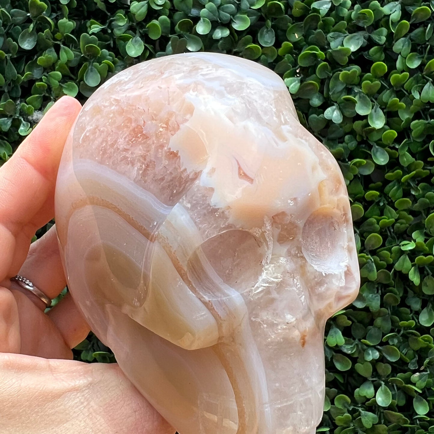 Flower Agate Quartz Skull