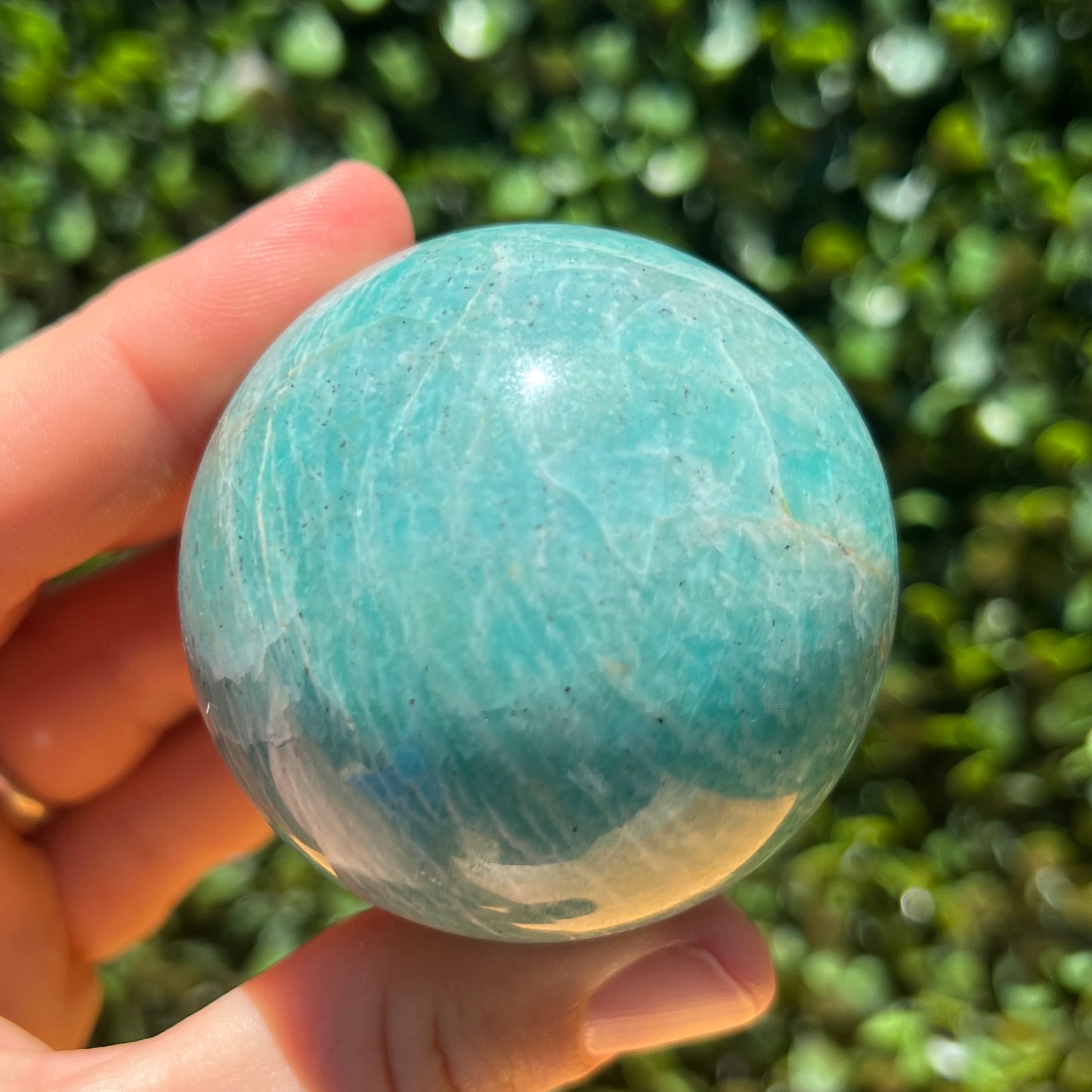 Amazonite Crystal Sphere With Smokey Inclusion