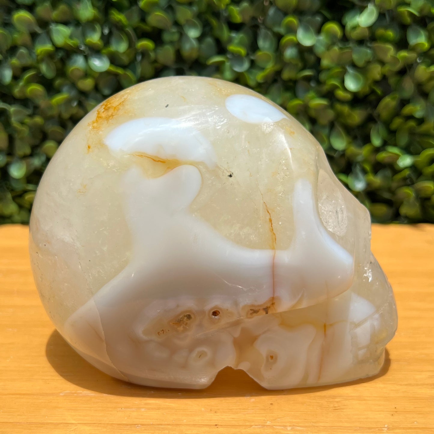 Golden Healer Quartz Skull With Agate Inclusion