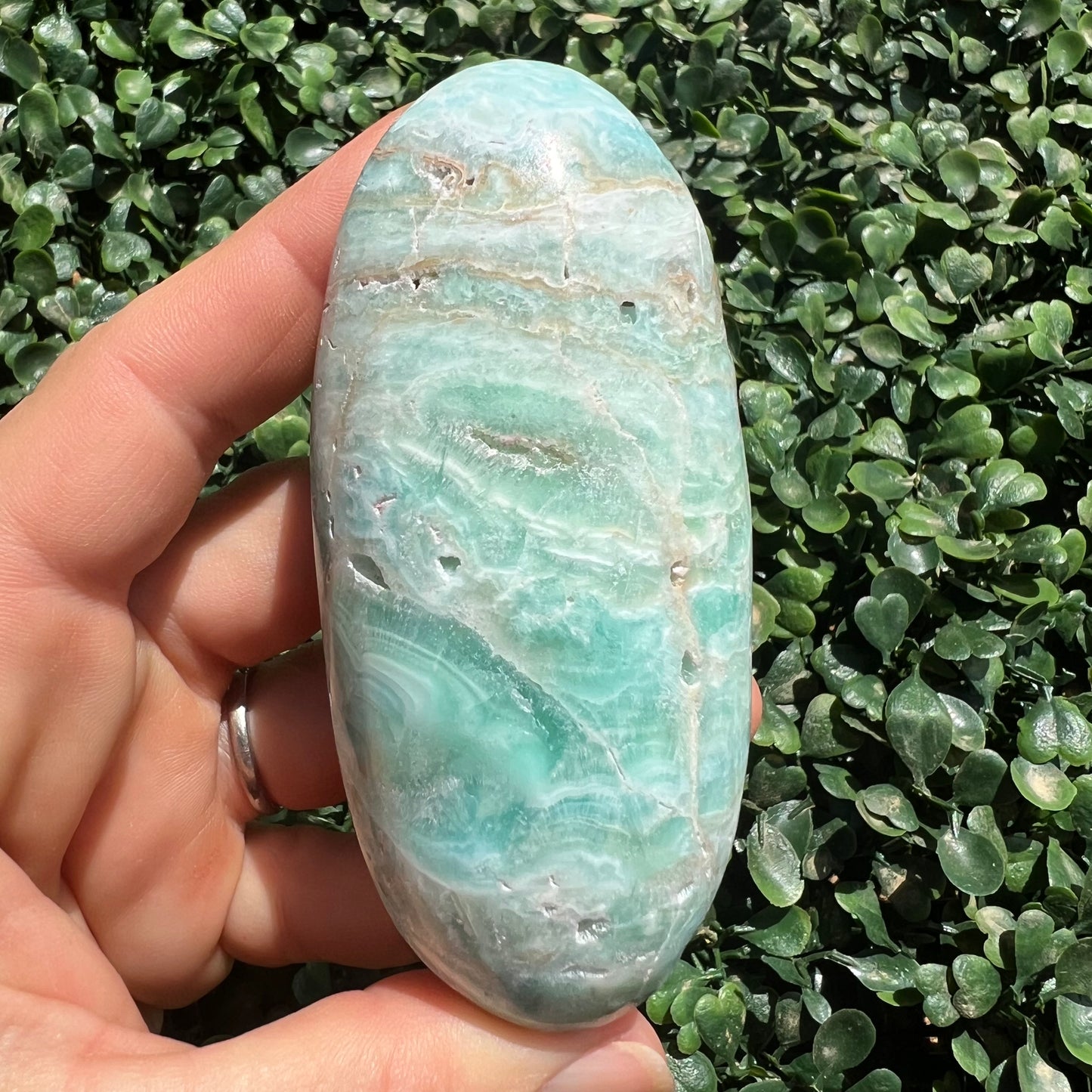 Blue Aragonite Palm Stone