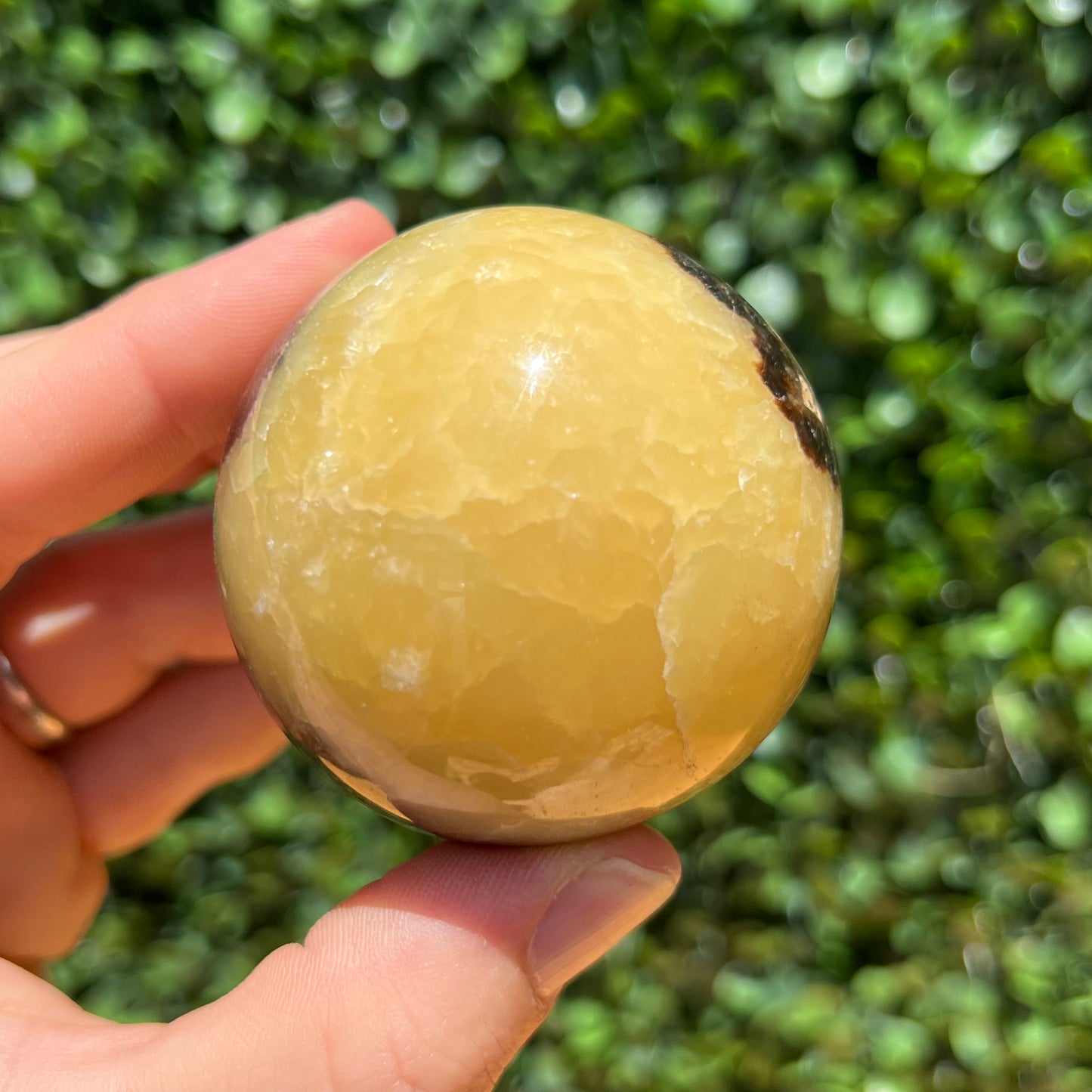 Septarian Yellow Calcite Sphere