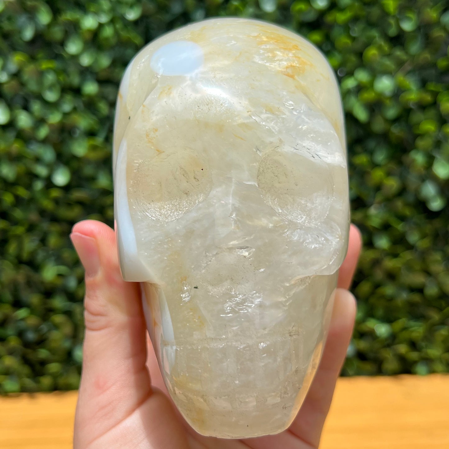Golden Healer Quartz Skull With Agate Inclusion