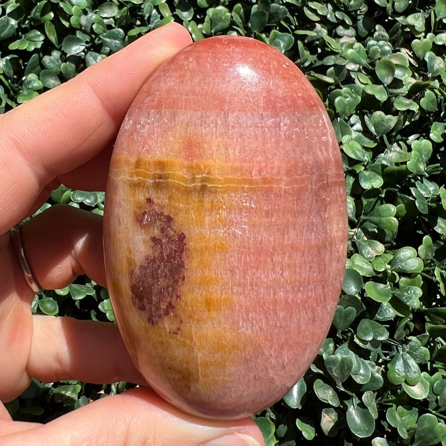Sunset Banded Calcite Palm Stone