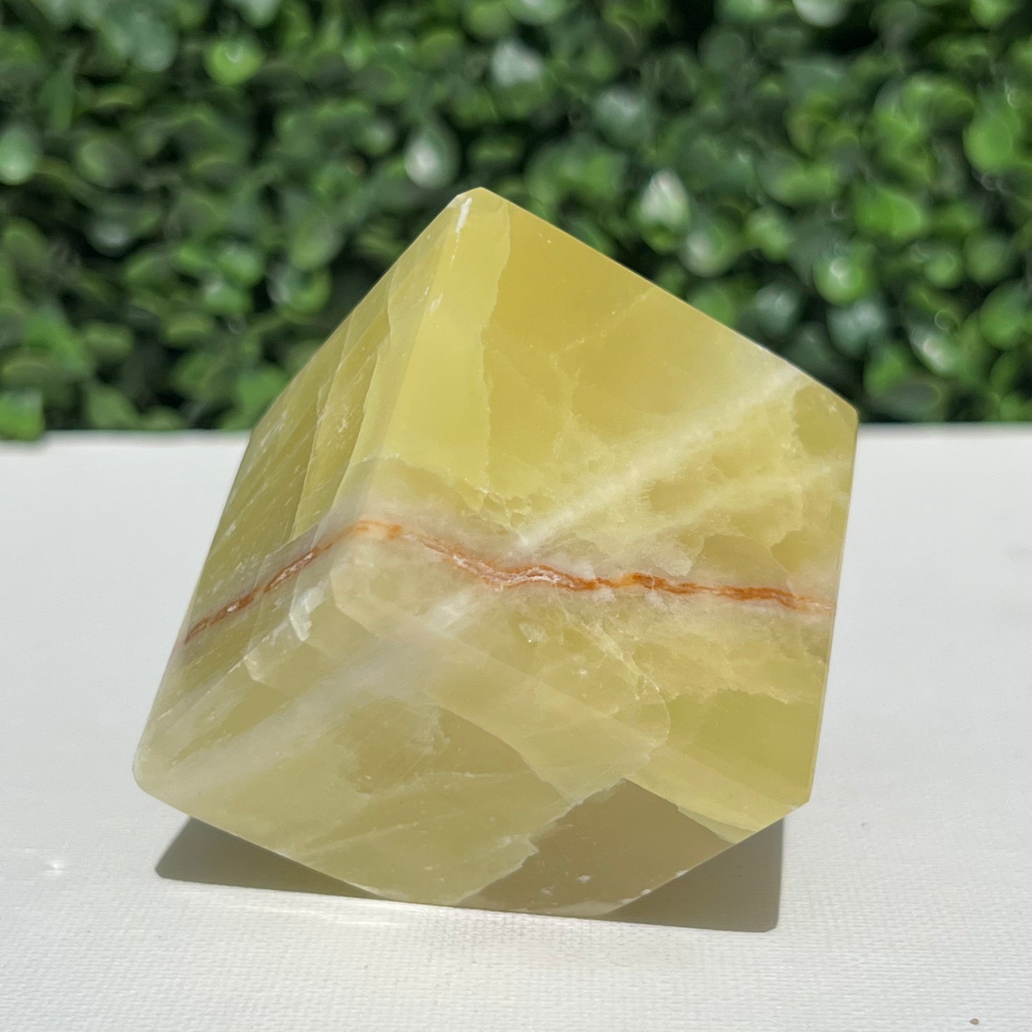 Golden Calcite Crystal Cube