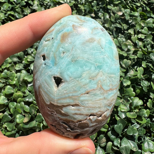 Blue Aragonite Palm Stone