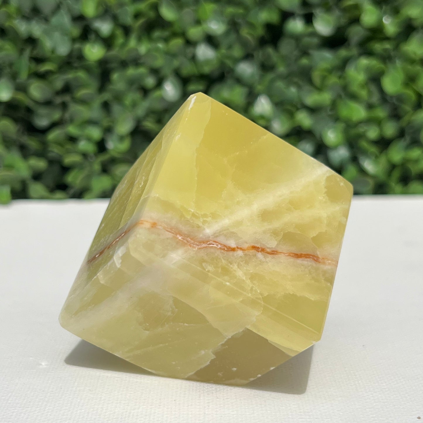 Golden Calcite Crystal Cube