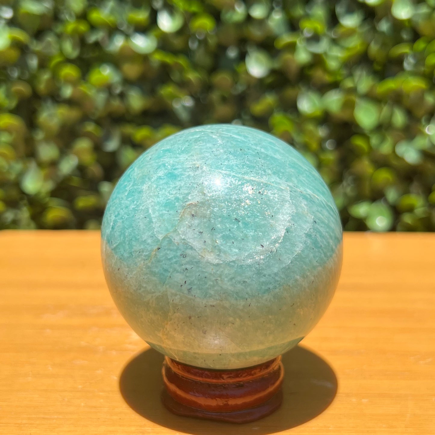 Amazonite Crystal Sphere With Smokey Inclusion