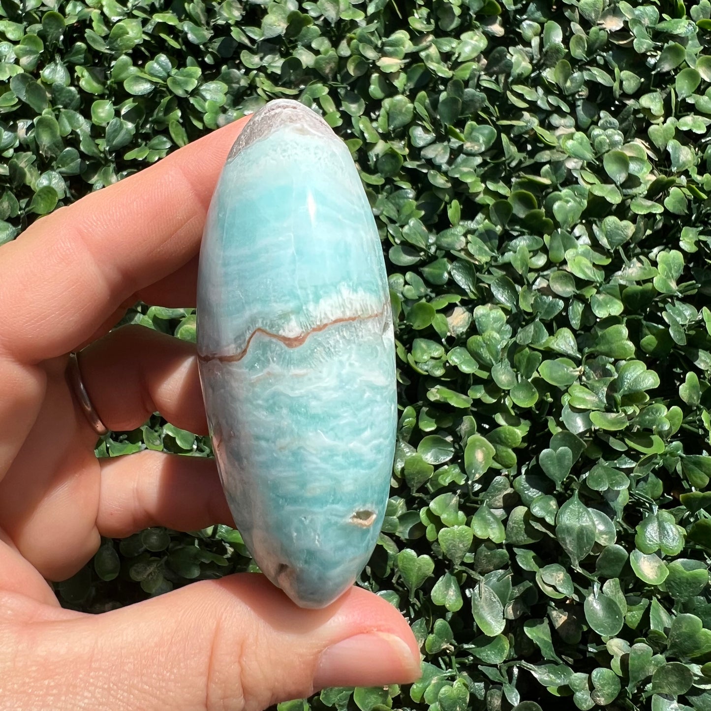 Blue Aragonite Palm Stone