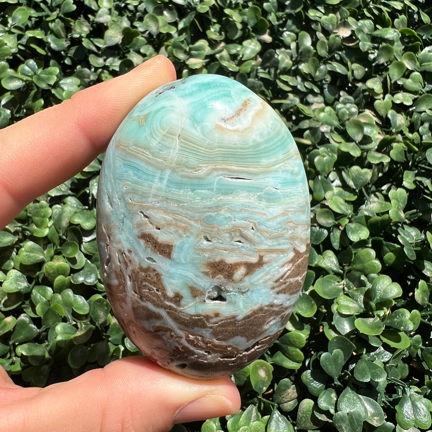 Blue Aragonite Palm Stone