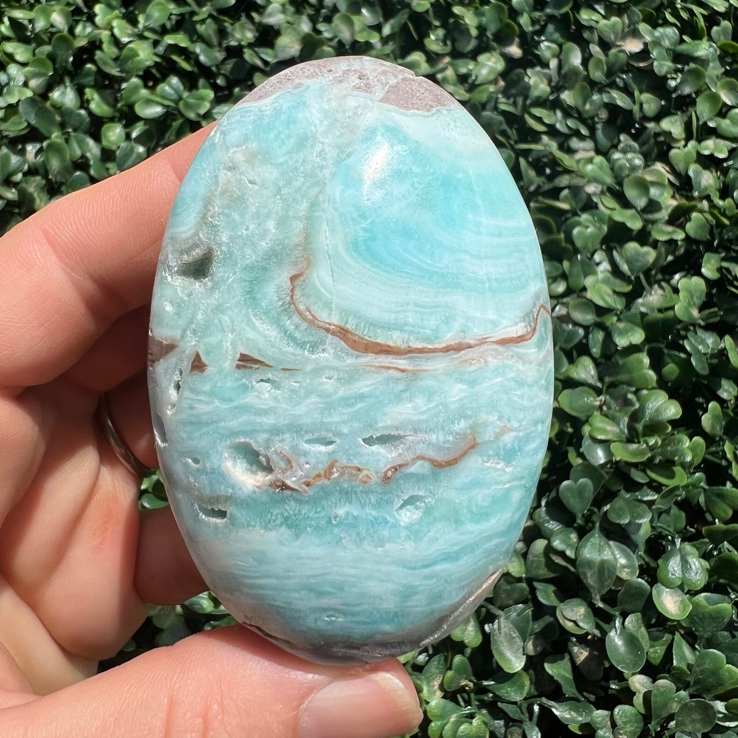 Blue Aragonite Palm Stone