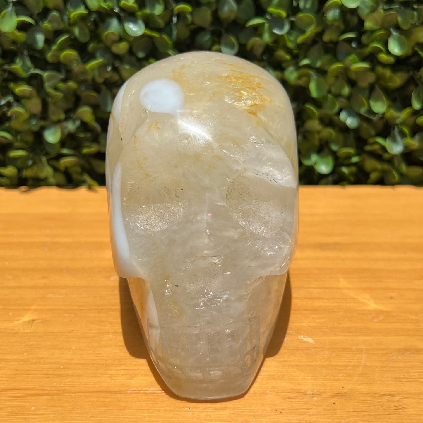 Golden Healer Quartz Skull With Agate Inclusion